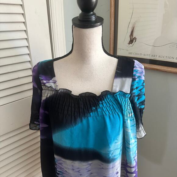 Vintage Nicola Top Womens Small Chiffon Babydoll Retro Y2K Dark Fairy Goth Girl - Picture 2 of 9